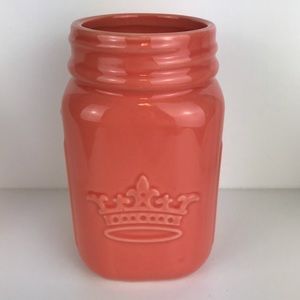 Buttercream Ceramic Jar 2015 Coral colored "Mason" mug 12oz NWT